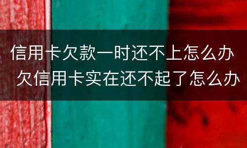 信用卡欠款一时还不上怎么办 欠信用卡实在还不起了怎么办