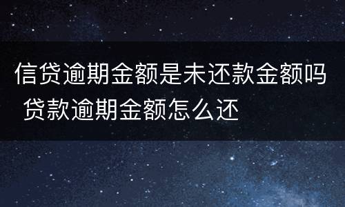信贷逾期金额是未还款金额吗 贷款逾期金额怎么还