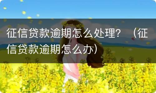 征信贷款逾期怎么处理？（征信贷款逾期怎么办）