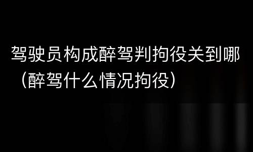 驾驶员构成醉驾判拘役关到哪（醉驾什么情况拘役）