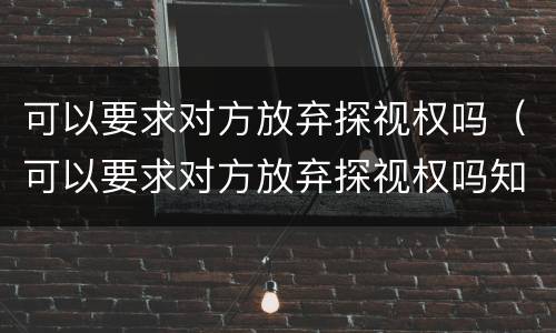 可以要求对方放弃探视权吗（可以要求对方放弃探视权吗知乎）