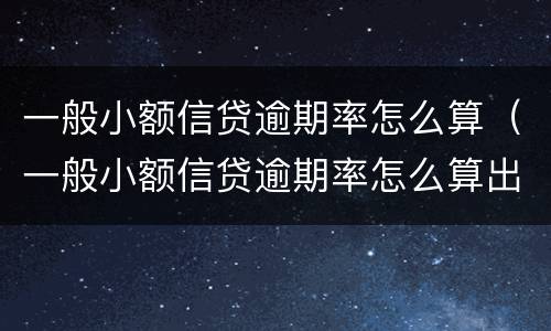 一般小额信贷逾期率怎么算（一般小额信贷逾期率怎么算出来的）