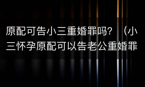 原配可告小三重婚罪吗？（小三怀孕原配可以告老公重婚罪吗）
