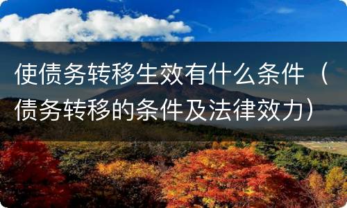 使债务转移生效有什么条件（债务转移的条件及法律效力）