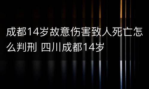 成都14岁故意伤害致人死亡怎么判刑 四川成都14岁