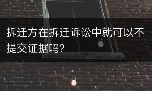 拆迁方在拆迁诉讼中就可以不提交证据吗？