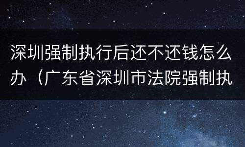 深圳强制执行后还不还钱怎么办（广东省深圳市法院强制执行收费标准）