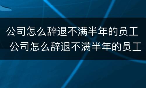 公司怎么辞退不满半年的员工 公司怎么辞退不满半年的员工呢