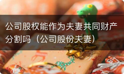公司股权能作为夫妻共同财产分割吗（公司股份夫妻）