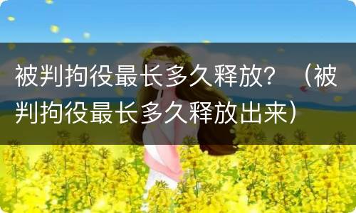 被判拘役最长多久释放？（被判拘役最长多久释放出来）
