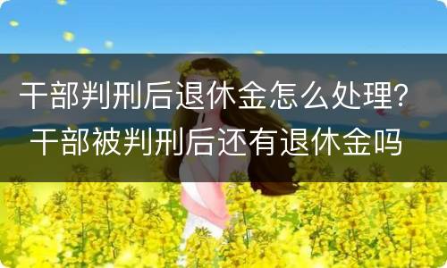 干部判刑后退休金怎么处理？ 干部被判刑后还有退休金吗