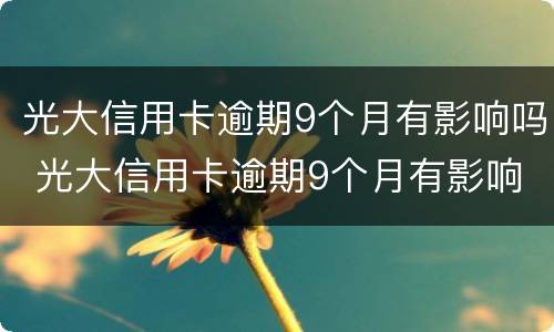 光大信用卡逾期9个月有影响吗 光大信用卡逾期9个月有影响吗