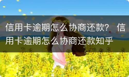 信用卡逾期怎么协商还款？ 信用卡逾期怎么协商还款知乎