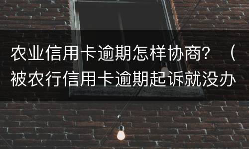 农业信用卡逾期怎样协商？（被农行信用卡逾期起诉就没办法协商了吗）