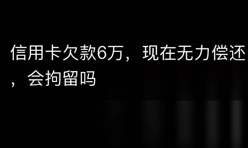 信用卡欠款6万，现在无力偿还，会拘留吗