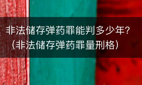 非法储存弹药罪能判多少年？（非法储存弹药罪量刑格）