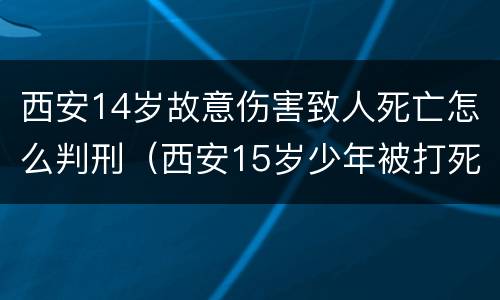 西安14岁故意伤害致人死亡怎么判刑（西安15岁少年被打死）