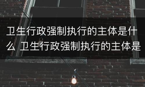 卫生行政强制执行的主体是什么 卫生行政强制执行的主体是什么单位