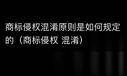 商标侵权混淆原则是如何规定的（商标侵权 混淆）