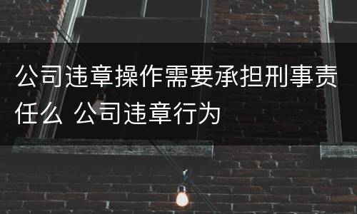 公司违章操作需要承担刑事责任么 公司违章行为