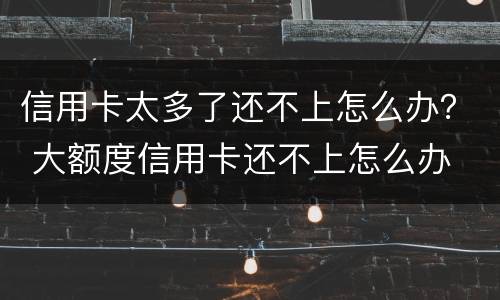 信用卡太多了还不上怎么办？ 大额度信用卡还不上怎么办