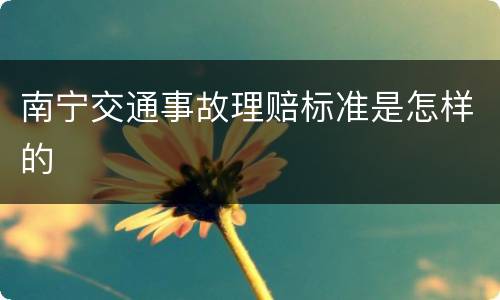 南宁交通事故理赔标准是怎样的