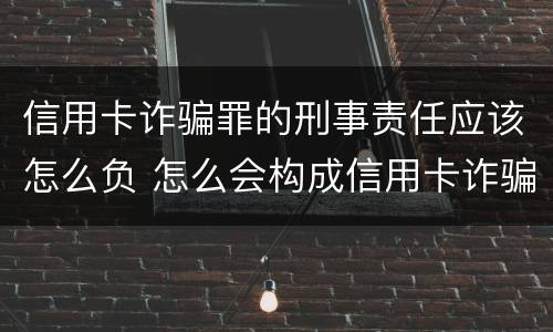 信用卡诈骗罪的刑事责任应该怎么负 怎么会构成信用卡诈骗罪