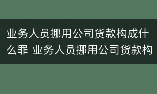 业务人员挪用公司货款构成什么罪 业务人员挪用公司货款构成什么罪名