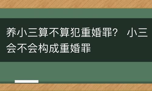 养小三算不算犯重婚罪？ 小三会不会构成重婚罪