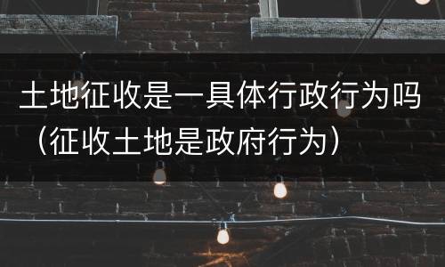 土地征收是一具体行政行为吗（征收土地是政府行为）