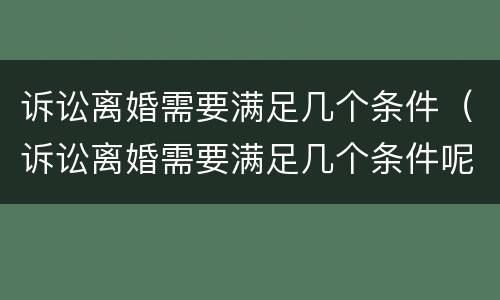诉讼离婚需要满足几个条件（诉讼离婚需要满足几个条件呢）