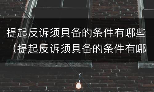 提起反诉须具备的条件有哪些（提起反诉须具备的条件有哪些呢）