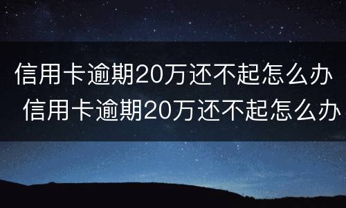 信用卡逾期20万还不起怎么办 信用卡逾期20万还不起怎么办 老师们 没人催了