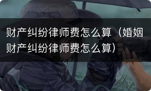 财产纠纷律师费怎么算（婚姻财产纠纷律师费怎么算）