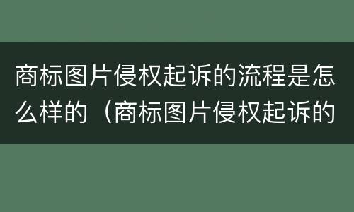 商标图片侵权起诉的流程是怎么样的（商标图片侵权起诉的流程是怎么样的呢）
