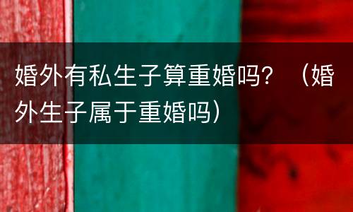 婚外有私生子算重婚吗？（婚外生子属于重婚吗）