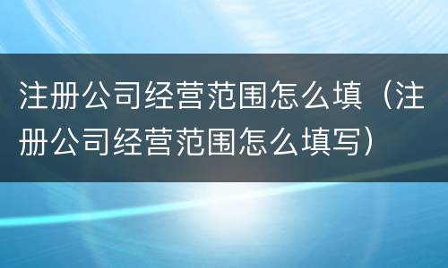 注册公司经营范围怎么填（注册公司经营范围怎么填写）