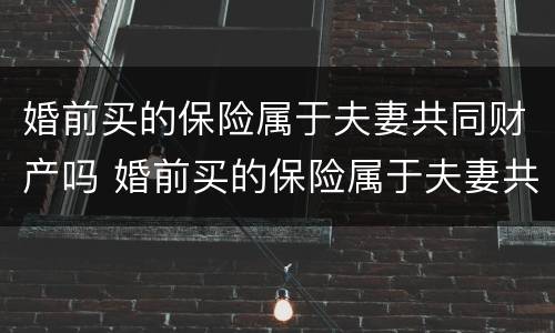 婚前买的保险属于夫妻共同财产吗 婚前买的保险属于夫妻共同财产吗怎么算
