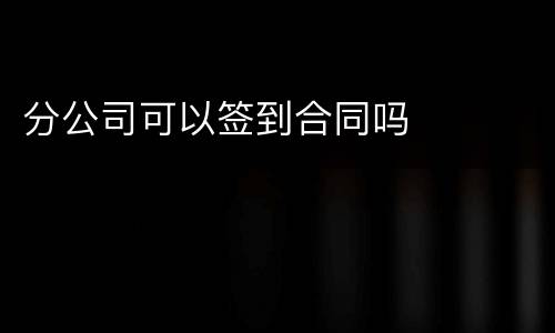 分公司可以签到合同吗