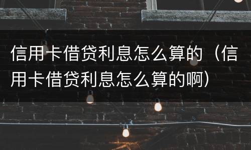 信用卡借贷利息怎么算的（信用卡借贷利息怎么算的啊）