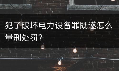 犯了破坏电力设备罪既遂怎么量刑处罚?