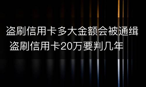 盗刷信用卡多大金额会被通缉 盗刷信用卡20万要判几年