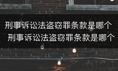 刑事诉讼法盗窃罪条款是哪个 刑事诉讼法盗窃罪条款是哪个法律