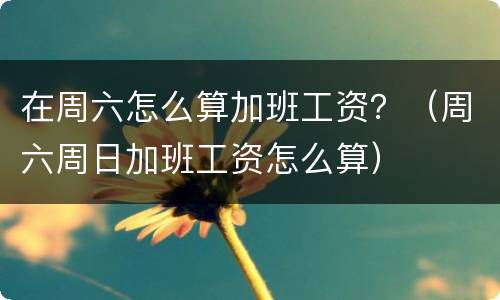 在周六怎么算加班工资？（周六周日加班工资怎么算）