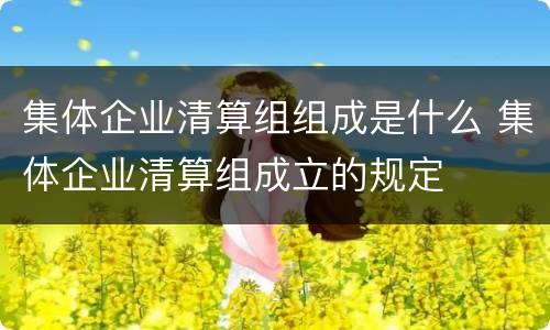 集体企业清算组组成是什么 集体企业清算组成立的规定