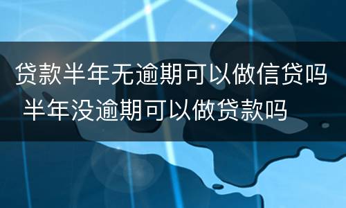 贷款半年无逾期可以做信贷吗 半年没逾期可以做贷款吗