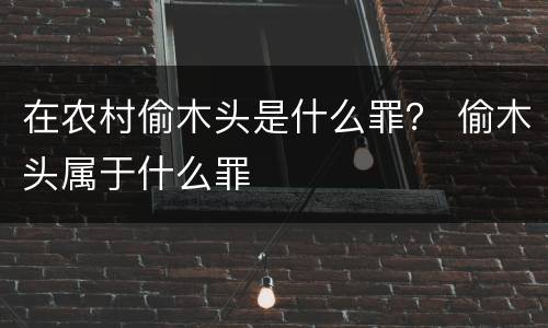 在农村偷木头是什么罪？ 偷木头属于什么罪