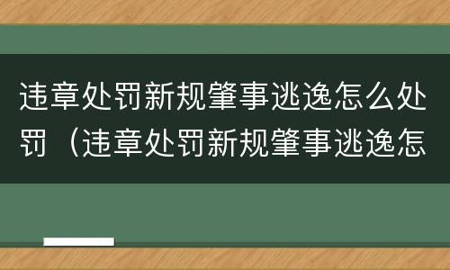 违章处罚新规肇事逃逸怎么处罚（违章处罚新规肇事逃逸怎么处罚的）