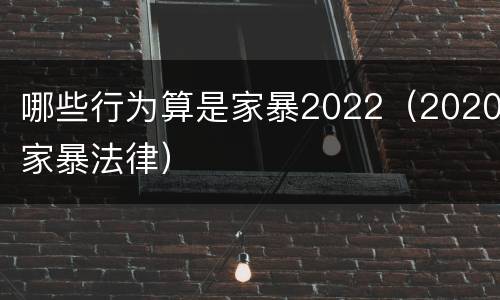 哪些行为算是家暴2022（2020家暴法律）