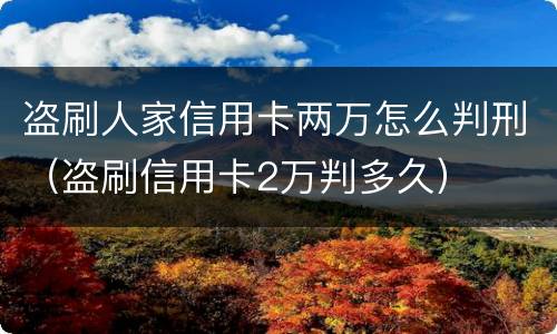 盗刷人家信用卡两万怎么判刑（盗刷信用卡2万判多久）